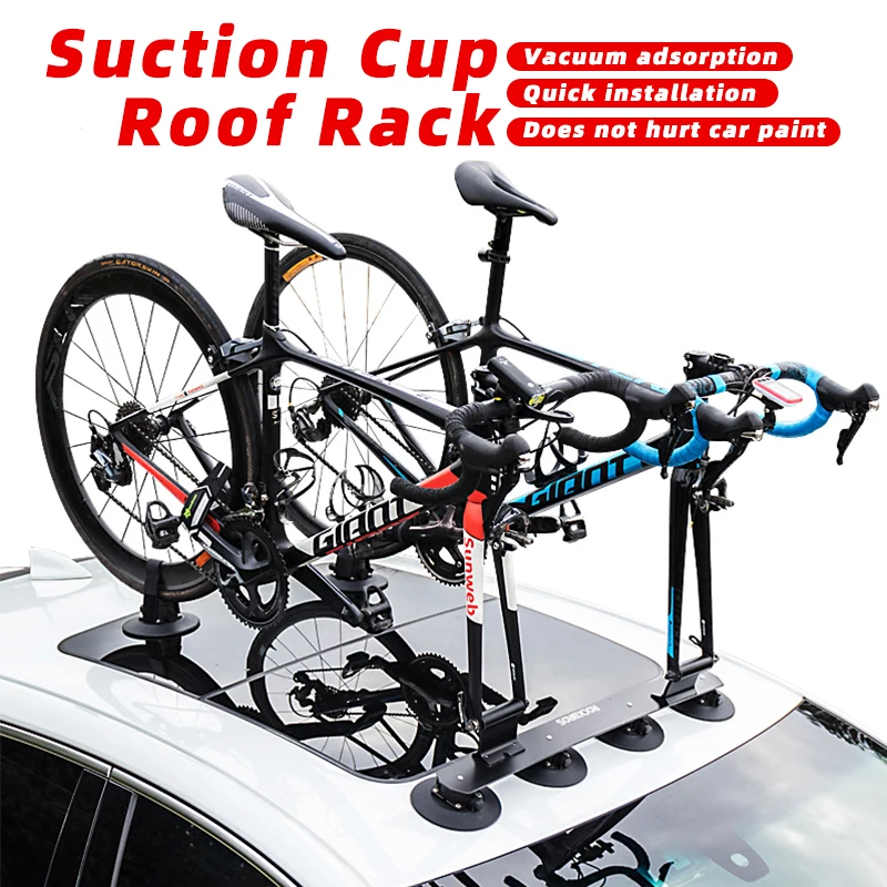 ROCKBROS Bike Rack For Car Carrier Bicycle Suction Cups Roof-Top Trunk Bike Roof Holder Quick MTB Mountain Road Bike Accessories