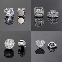 Fake Ice Out CZ Earrings For Men Women Magnet Magnetic Stainless Steel Non Piercing HipHop Rock Fashion Jewelry Accessory