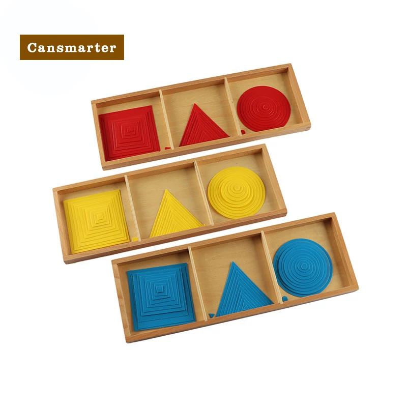 Montessori Learning Materials Kids Toy Circles Squares Triangles Sensory Preschool Training Educational Wooden Toys for Children