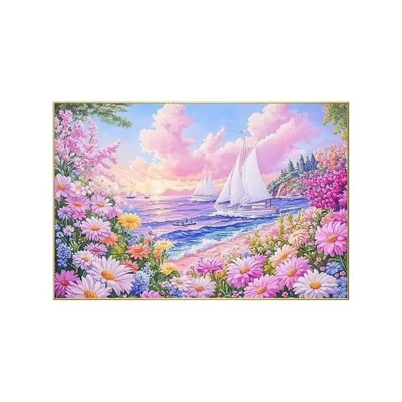 

11CT 9CT 100X75CM цветы морское рукоделие, DIY гостиная печатная вышивка крестиком, набор для вышивания полная хлопковая нить