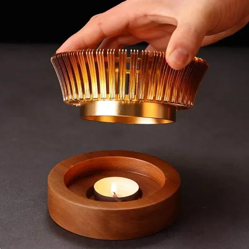 Gold Hollow Aluminum Alloy Teapot Warmer Coffee Pots Candle Base Heater Stove Household Glass Teapot Tea Stove Milk Warmer Stand