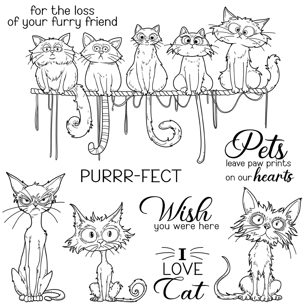 Mangocraft Pet Cats Love Friends Wycinanie matryc Przezroczysty stempel DIY Scrapbooking Metalowe matryce Silikonowy stempel do kart Albumy Dekoracje