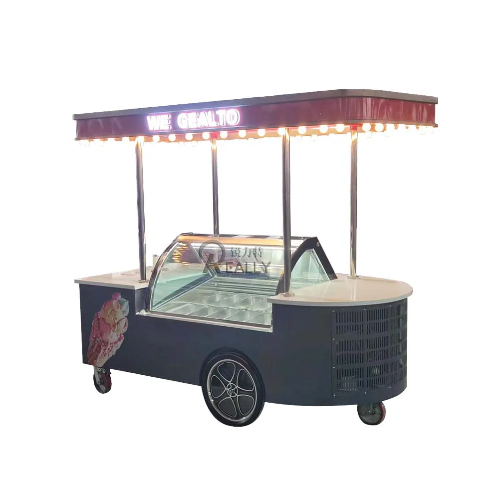 2023 أنابيل للتخصيص الآيس كريم مقطورة المجمدة عرض خزانة عربة سميكة قطع الزبادي خزانة التجارية