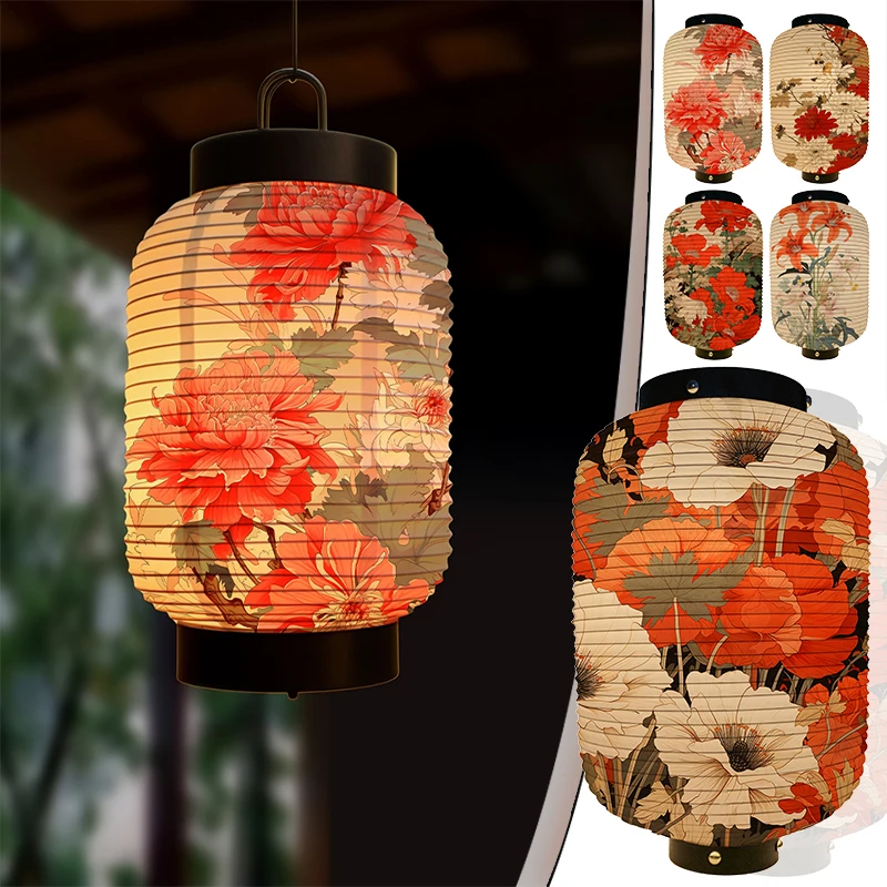 New Flower Series Japanese Paper Lantern Chrysanthemum Peony Print Restaurant Lantern Home Hotel Festival New Year Party Decor