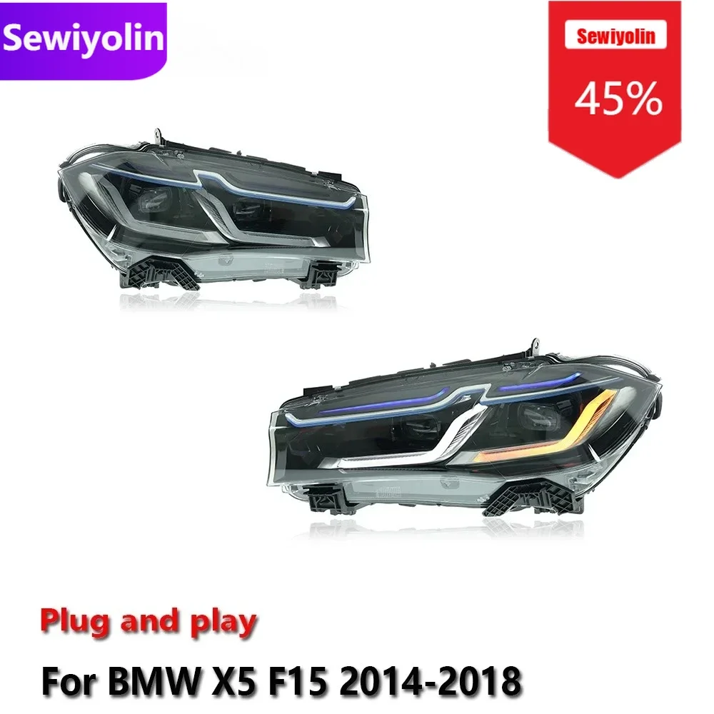 

Car DRL Led Rear Headlight For BMW X5 F15 2014-2018 Turn Signal Front Lamps DRL Signal Brake Driving Lamps DayLight