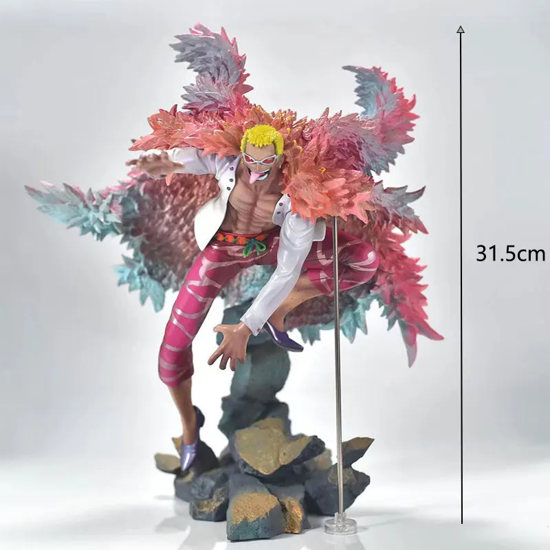 32 سنتيمتر Donquixote Doflamingo أنيمي عمل الشكل قطعة واحدة بولي كلوريد الفينيل نموذج صورة القراصنة جمع لعبة سطح المكتب الديكور الهدايا #6