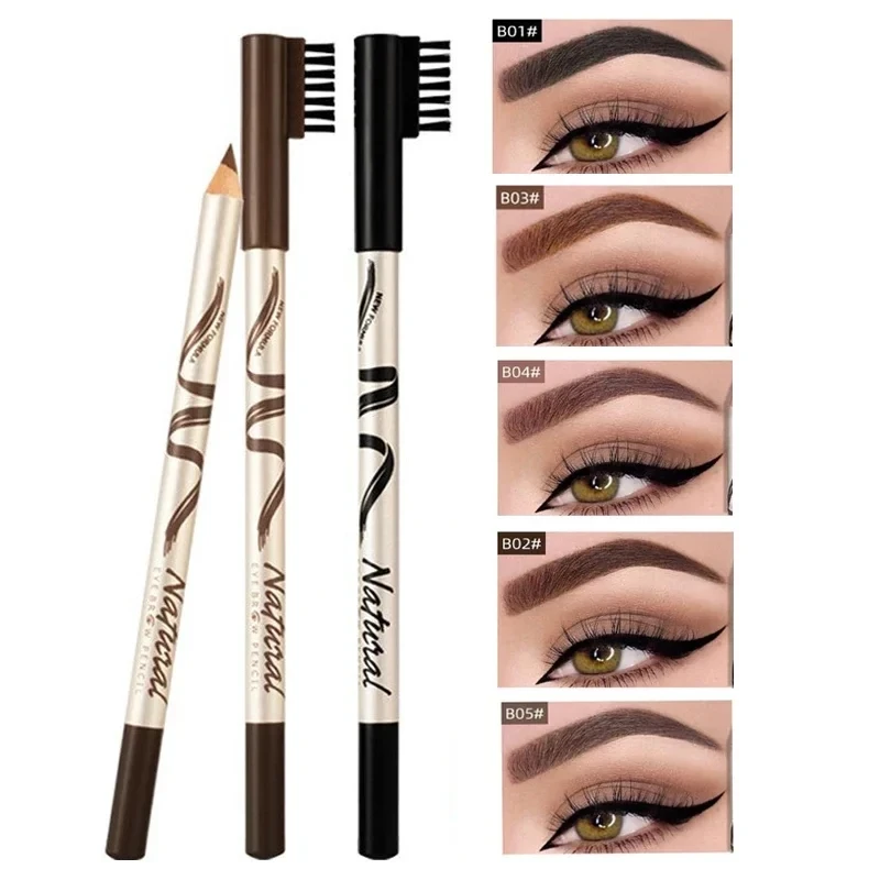 2 uds lápiz de cejas impermeable 5 colores lápiz de cejas para mujeres belleza cosmética lápiz de cejas herramienta cosmética