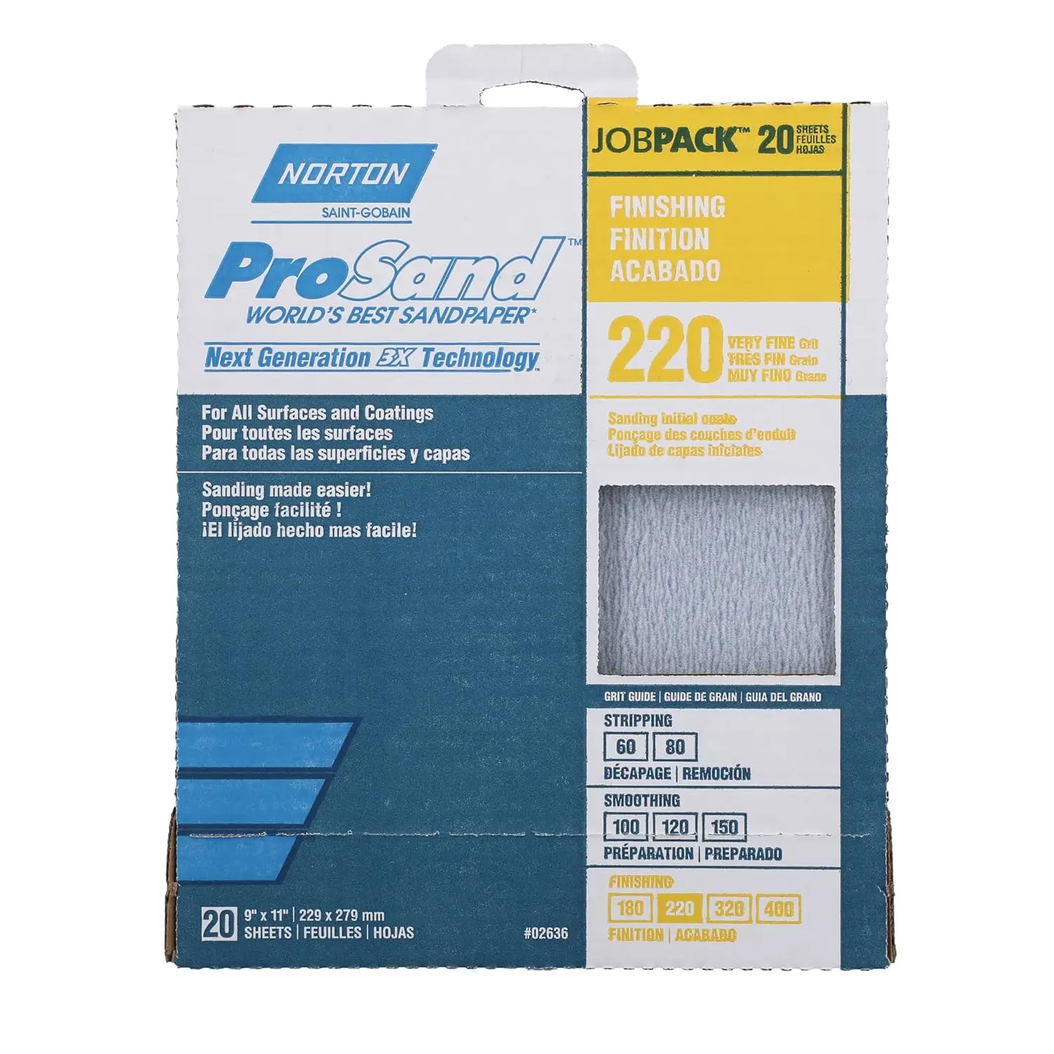

220 Grit Sandpaper Sheets for Metal Wood Finishing, 9x11 Inch Aluminum Oxide Abrasive with Anti-Clog Coating, 20 Pack