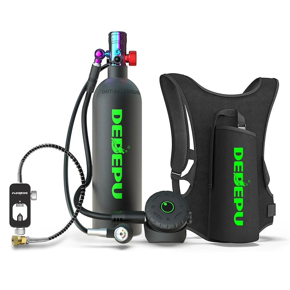

DEDEPU Scuba Tank 2.3L Small Diving Tank up to 40 Min Dive Time Portable Lung Air Tank Diving Oxygen Cylinder Kit Pony Bottle