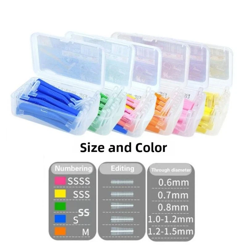 (BF06)Set Of 10 Interdental Brushes For Braces Dental Picks L-Shaped Interdental Brushes For Oral Hygiene
