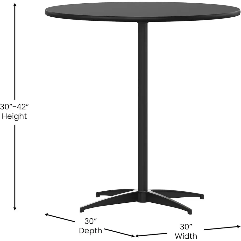 30 طاولة كوكتيل خشبية مستديرة مع 30-42 عمودًا قابل للتعديل