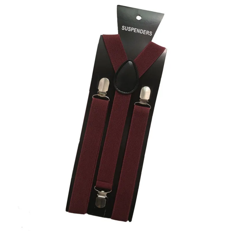 Effen kleur elastische lederen bretels bretels mannen vrouwen zwart blauw rood verstelbare bandjes voor bruiloft pak rok accessoires cadeau