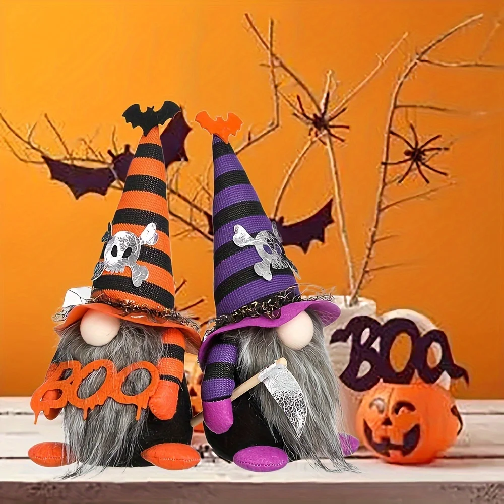 

2 PCS Halloween Tomte Scandinavian Nisse Elf Dwarf Home Tiered Tray Party Decorations Gnome Plush Handmade Gnome Swedish