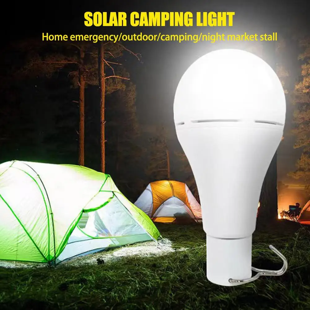 LED Solar Bulb Light Waterproof Outdoor USB Charged Sunlight Indoor House Lamp Portable Emergency Hanging Powered P9V4