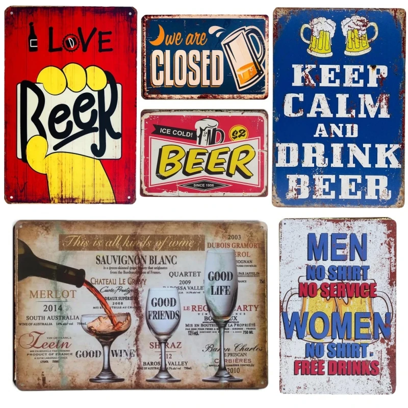 Vintage Beer Cheers Metal Tin Signs, Wall Decor, Pub, Bar, Homem Caverna, Clube, Restaurante, Cozinha, Artesanato Placa, Decoração do quarto