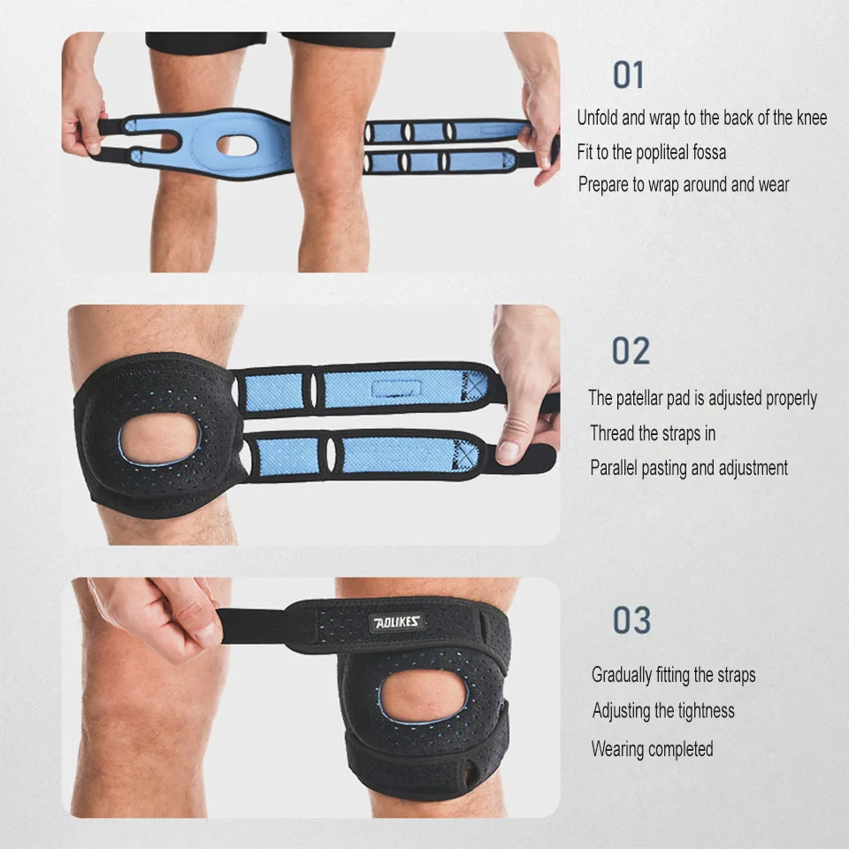 AOLIKES 1PC Suporte Ajustável Duplo para Tendão Patelar, Ideal para Menisco, Osteoartrite, Ortopedia, Suporte para Joelho de Atletas