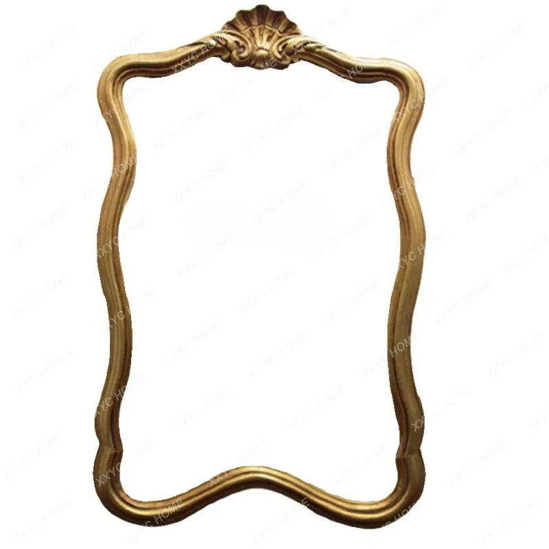 X-S Retro carved bathroom mirror sink anti-fog mirror intelligent special-shaped wall-mounted mirror with lamp HG