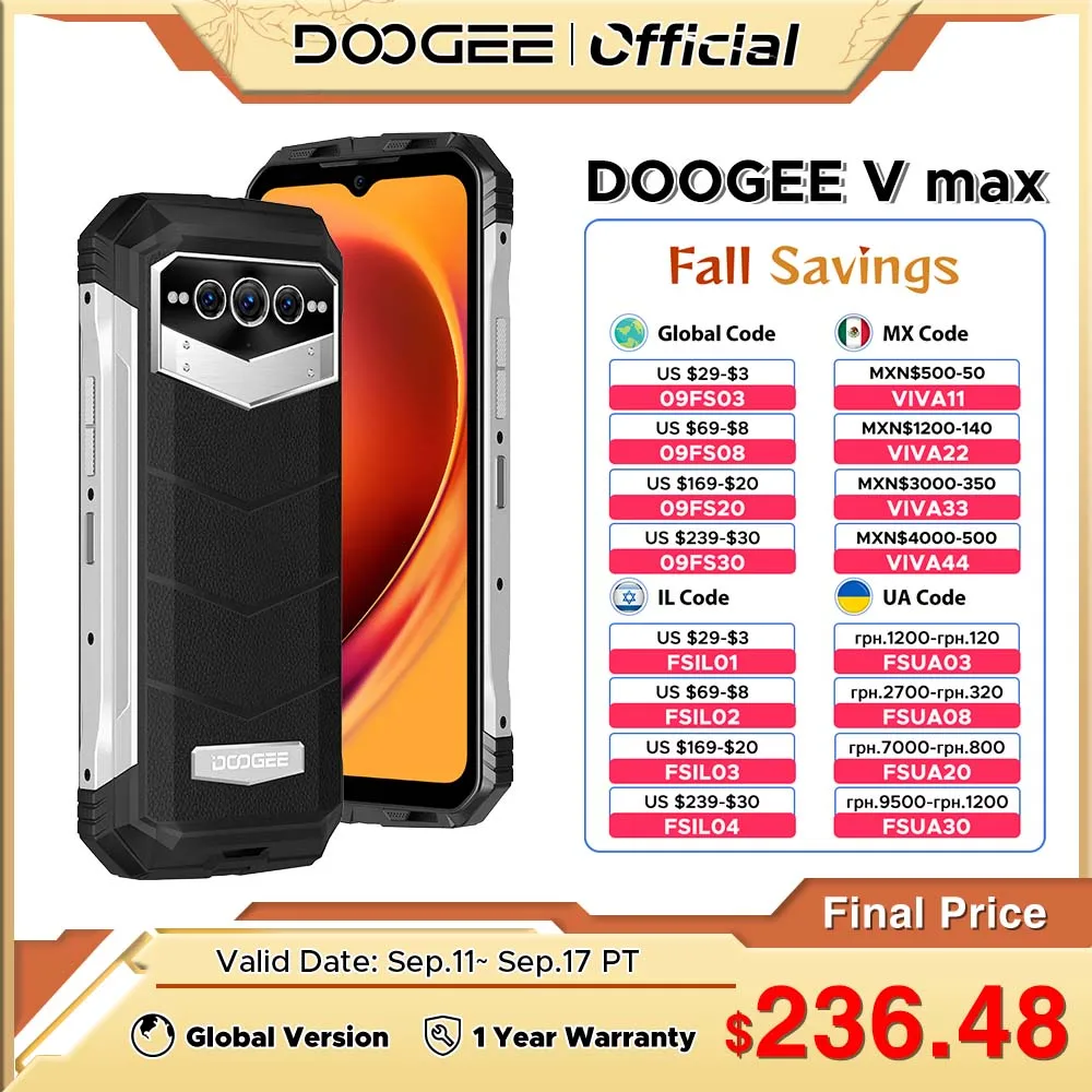 120Hz Dimensity Max 22000mAh World V 108MP DOOGEE 1080