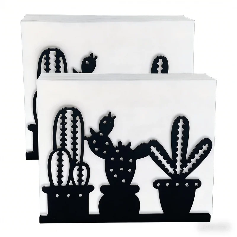 

Black Farmhouse Style Cactus Stainless Steel Napkin Holder Tissue Box for Kitchen Dining Table1Pieces