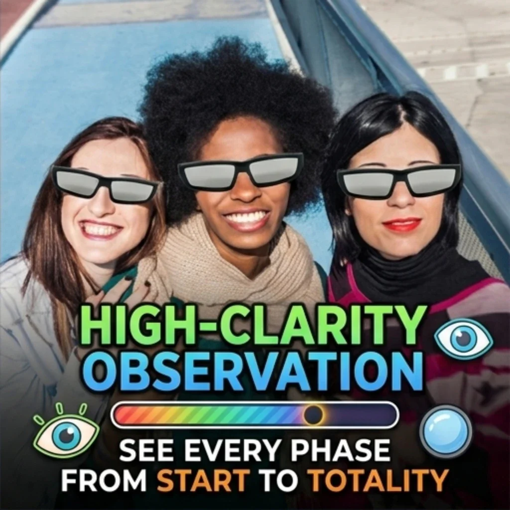 Sichere Sonnenfinsternis-Brille mit Kunststoffrahmen, professioneller Solar-Viewer für direkte Sonnenbeobachtung, Brille für totale Sonnenfinsternis – Detail 3