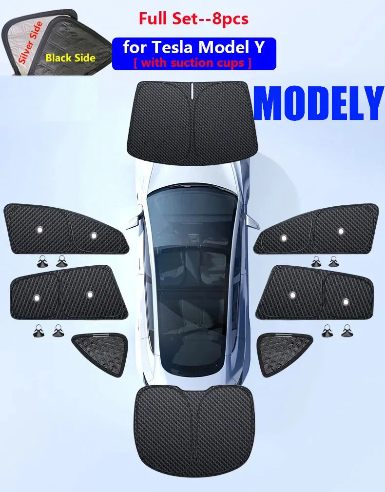 für Tesla Modell 3 Y S X 2025-2020 2026, Upgrade, Sichtschutz, Seitenfenster, Sonnenschutz, vorne und hinten, Windschutzscheibe, Blindschattierung, Outdoor, Camping