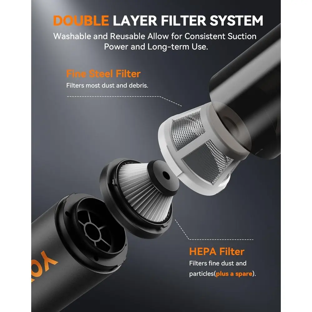 เครื่องดูดฝุ่นแบบมือถือไร้สาย, แรงดูด 21000Pa, 3 โหมด, เครื่องทำความสะอาดขนาดเล็กแบบพกพา 4-in-1 สำหรับรถยนต์, บ้าน และสำนักงาน (สีดำ)