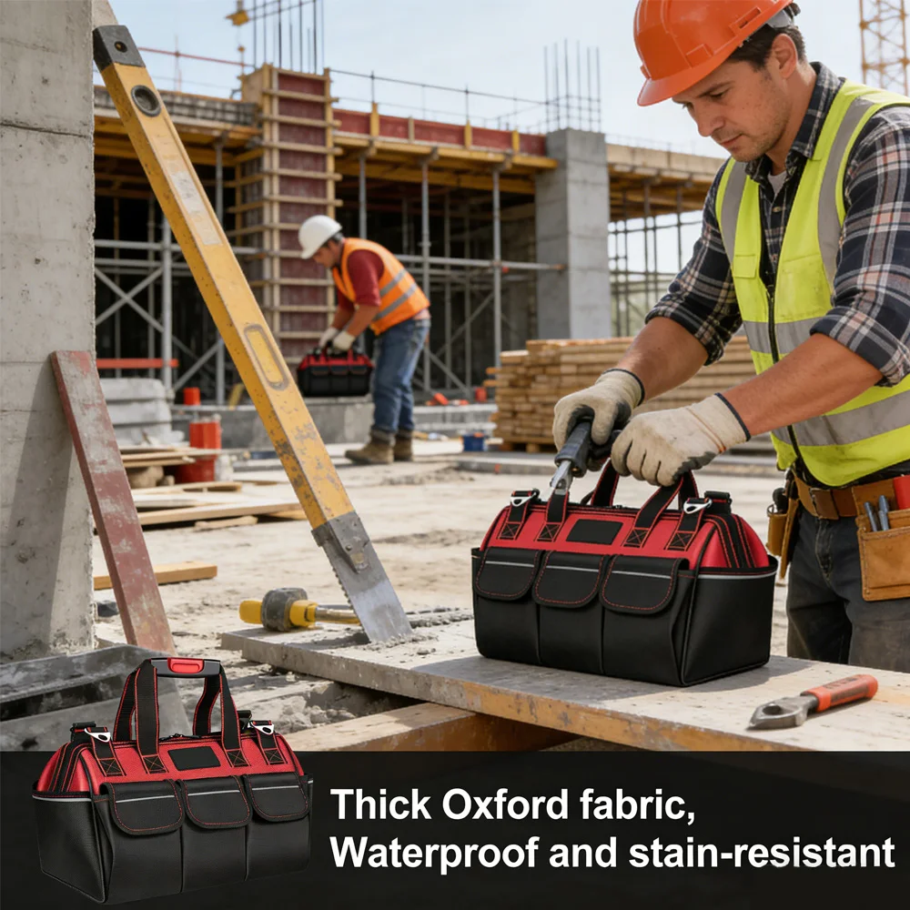 

Водонепроницаемая сумка для инструментов из ткани Оксфорд, сумка для хранения, прочный органайзер для электриков, плотников, механиков, тяжелых с несколькими карманами