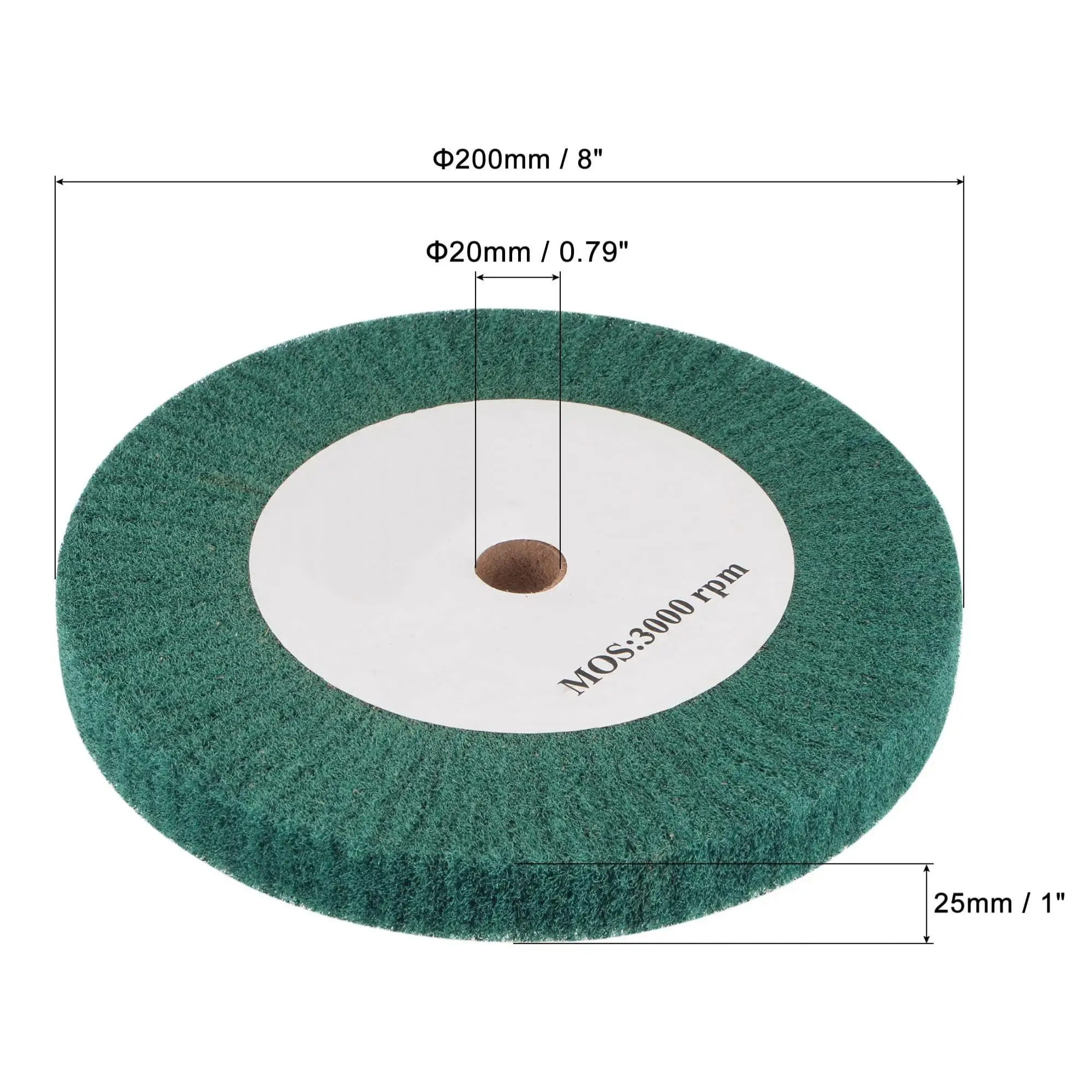 200mm x 25mm 180 ruote per molatura e lucidatura in fibra di Nylon a grana ruote per spazzolatura in acciaio inossidabile per metallo in acciaio inossidabile