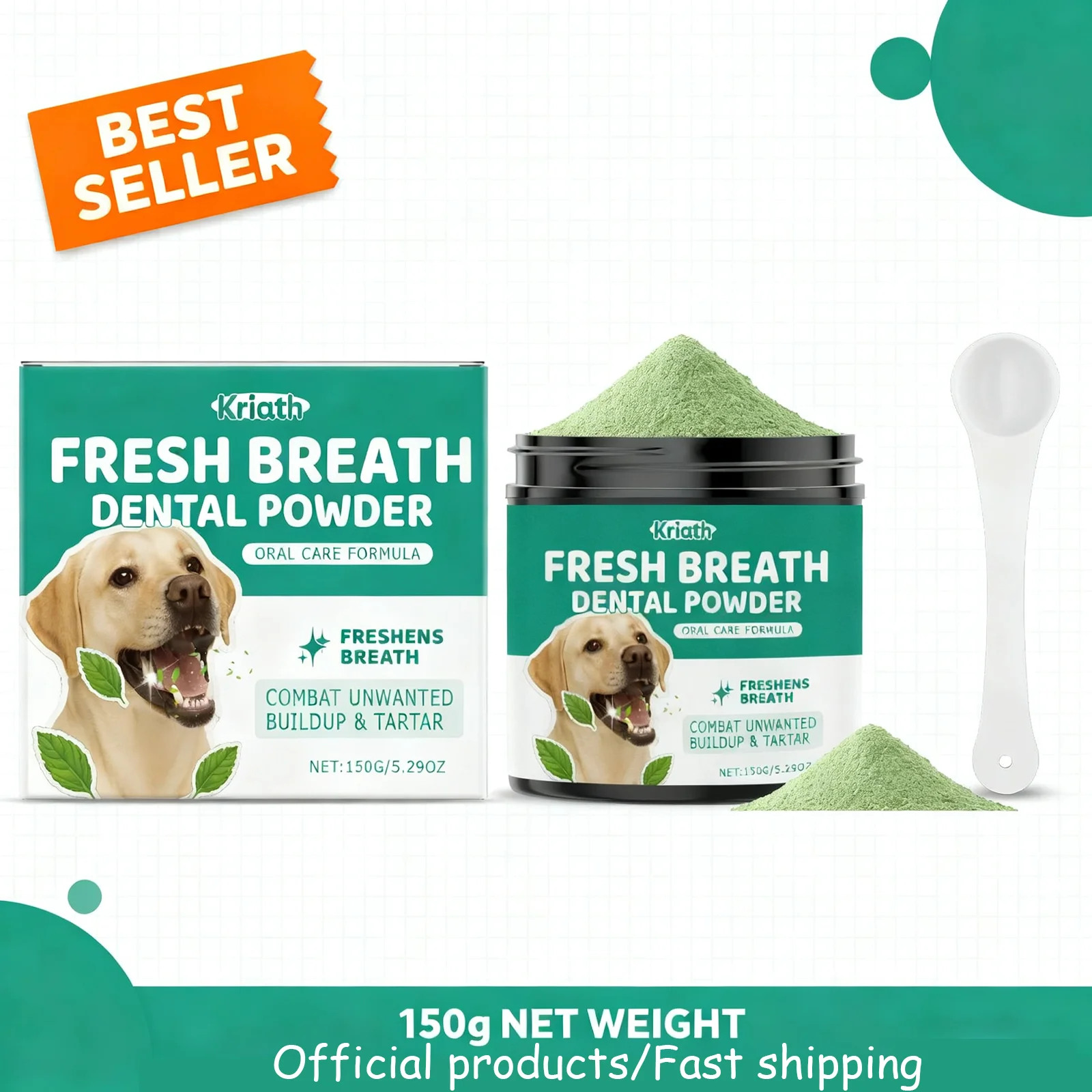 

Natural Dog Tooth Cleaning Powder - Gentle Dental Care for Pets Tartar & Plaque Remover Fresh Breath Oral Hygiene Supplies