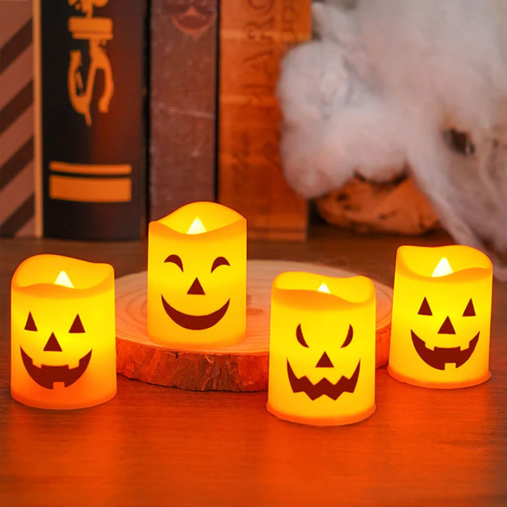 Halloween Ghosts Face Design LED Candle Light Battery Powered LED Candle Light Decorative Light for Home Party Festival Party