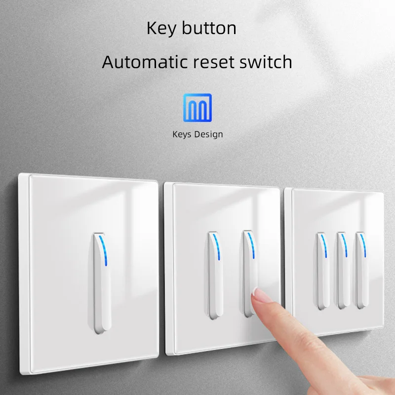 

White Piano Button Wall Switch Socket Household Tempered Glass Panel Homestay Socket with USB Interface, French Wall Socket 220V