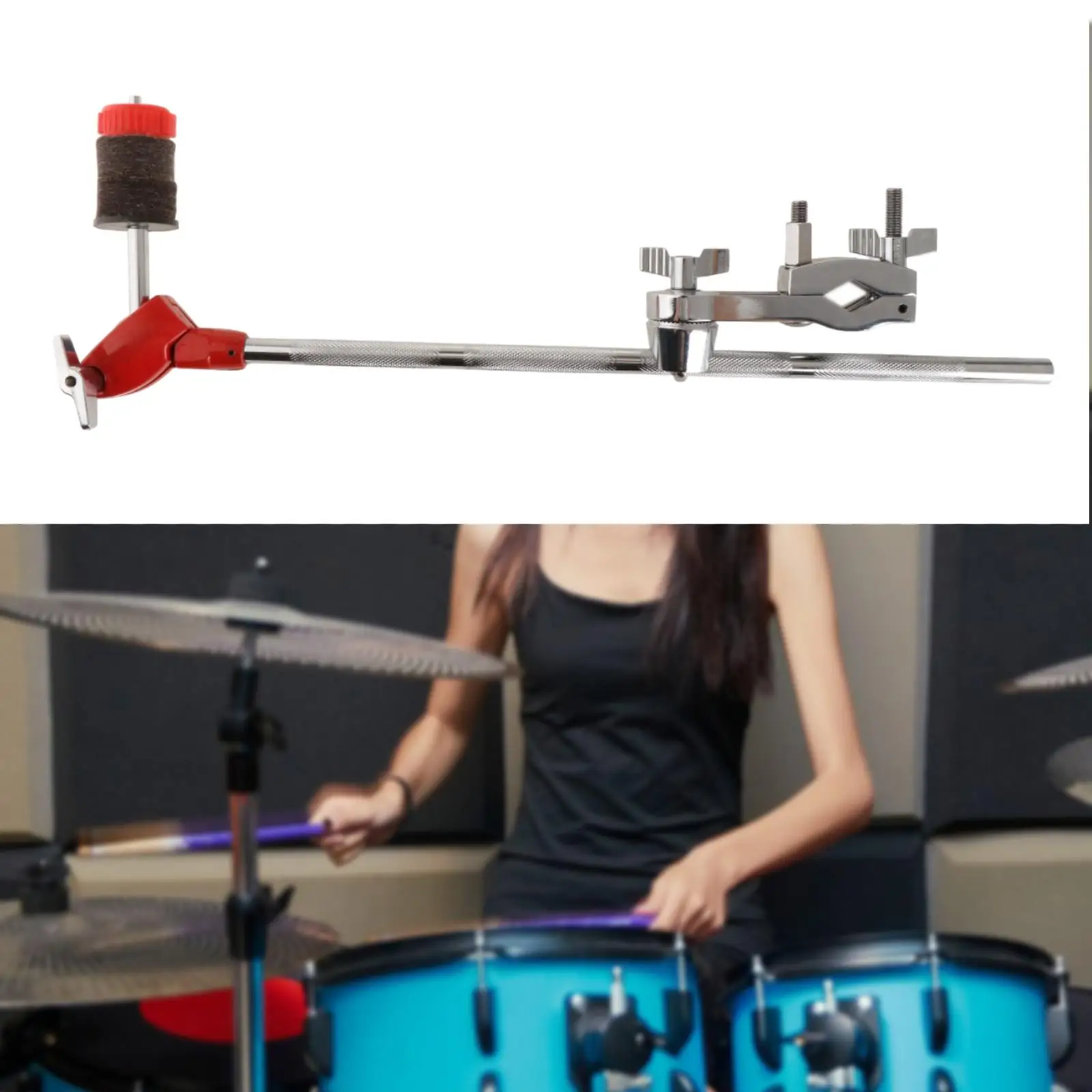 

Drum Extension Clamp Holder Heavy-duty Portable Versatile Practice Device Cymbal Booming Rachets Tilt for Performances Students