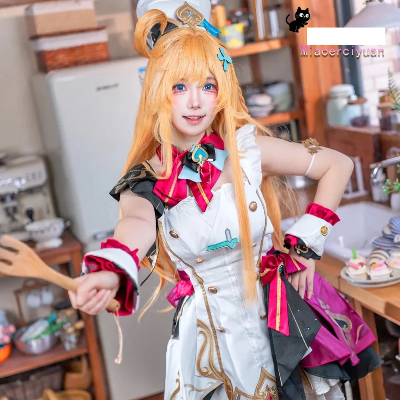 

Игра Genshin Impact Escoffier Косплей Костюм Полный комплект Униформа Outfis Escoffier Косплей Костюм Реквизит для ролевых игр