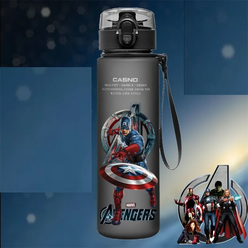 560ml Disney Spiderman Hulk Anime Butelka na wodę Iron Man zabawka dla chłopców Kreskówka Plastikowe kubki do picia Dzieci Dorosły Szklanka na wodę