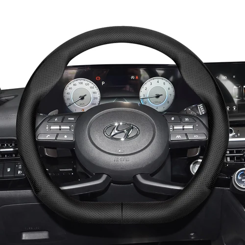 Adecuado para Hyundai Funda de volante de cuero transpirable ultrafina adecuada para I30 Tucson I20 Accent I10 I40 Kona Ix35 Grand Elantra Solaris Creta Getz Mufasa Genesis Coupe Ix25 Santa