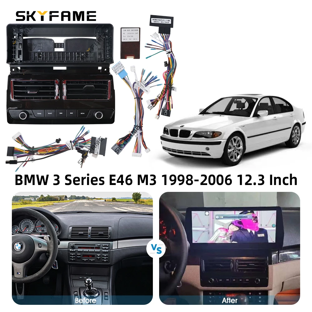 SKYFAME Auto Rahmen Fascia Adapter Canbus Box Decoder Android Radio Dash Fitting Panel Kit Für BMW 3er E46 M3