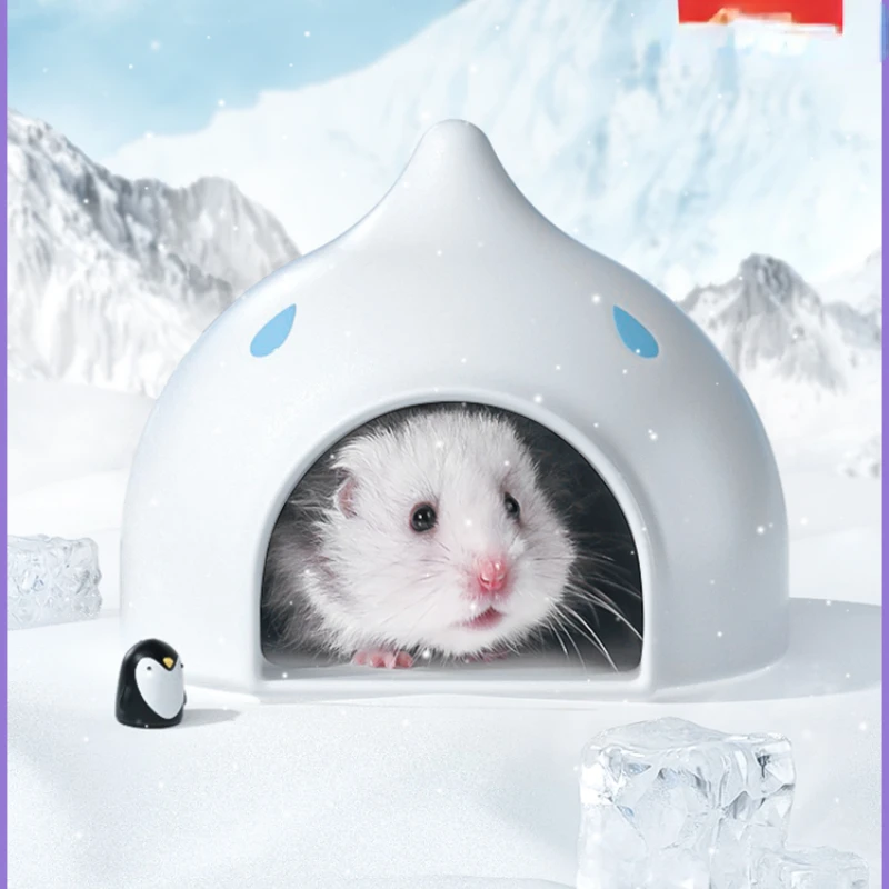 Hamster Nest Water Drop Ceramic Shelter Djungarian Hamster Sleeping Nest Cooling House Small Igloo Rabbit Summer Supplies