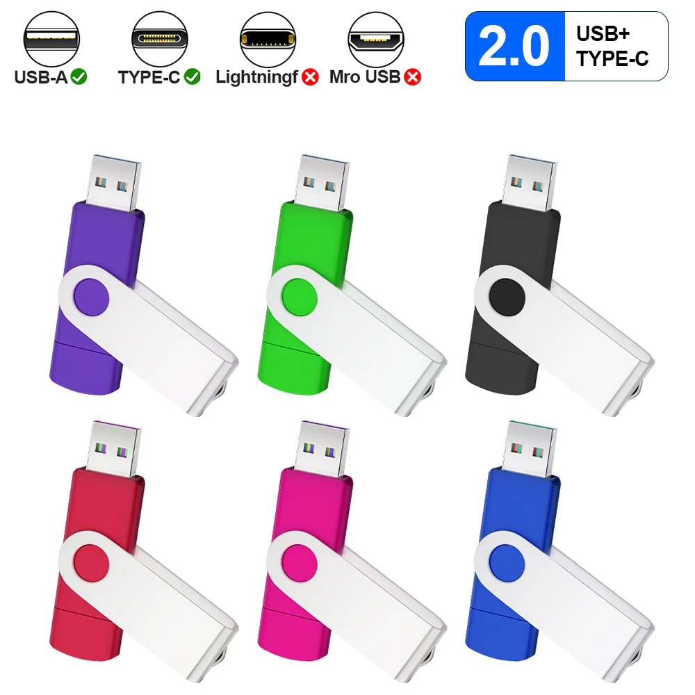 

Серебристый металлический зажим USB и TYPE-C 2 в 1, флэш-накопитель 32 ГБ, 64 ГБ, 128 ГБ, цветной U-диск, подарки, брелок для ключей, 4 ГБ, 8 ГБ, карта памяти