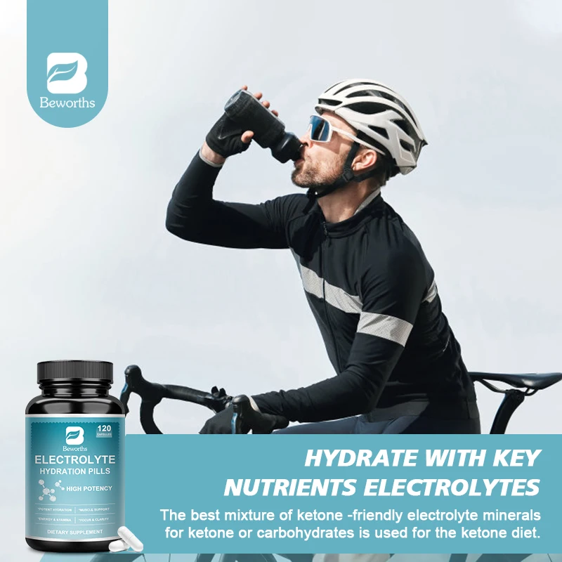 Fast Free Shipping Electrolyte Capsules with Vitamin B6 &Electrolytes Salt Pills for Running,Endurance Sports Nutrition&Running