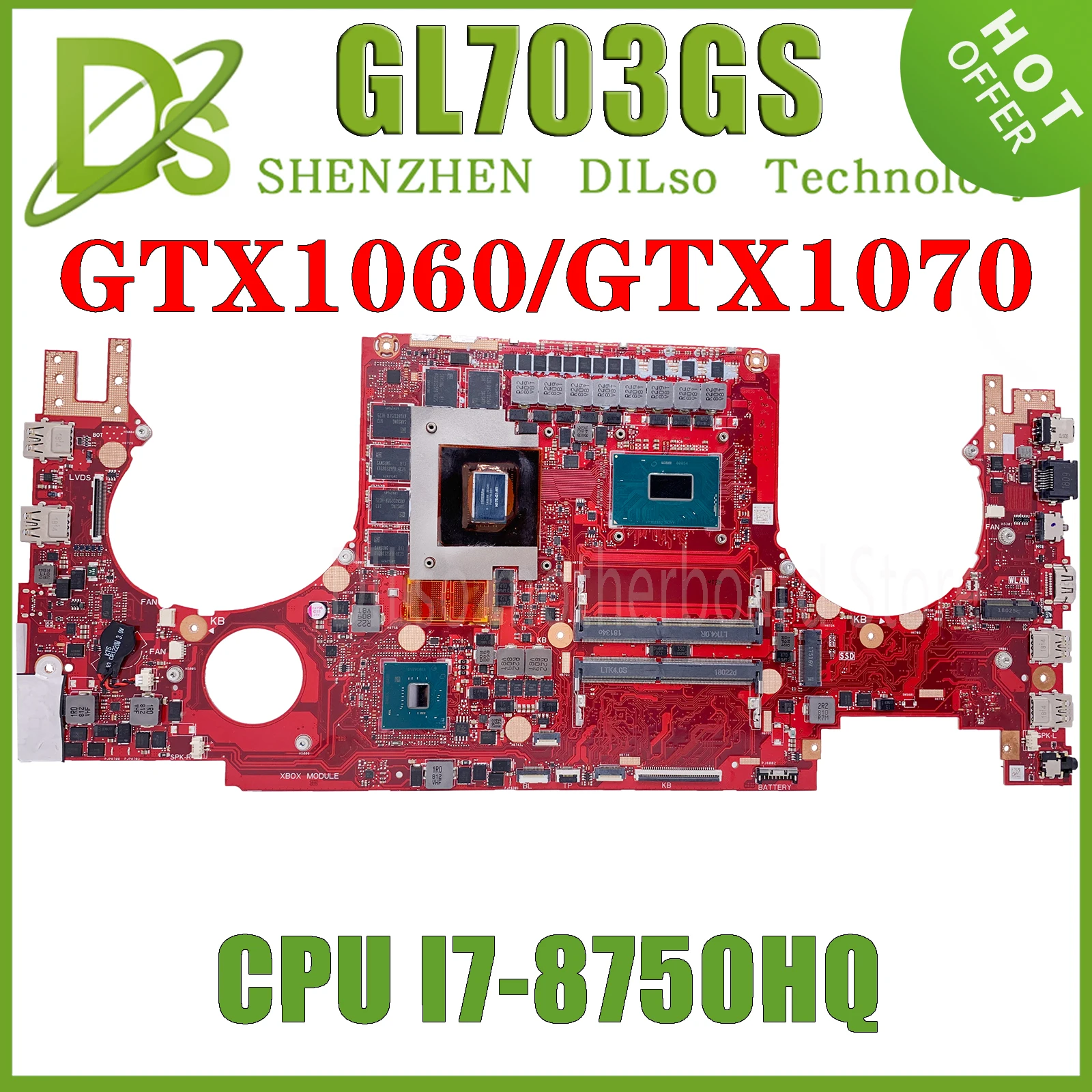 

KEFU GL703GS Mainboard For ASUS ROG Strix GL703 GL703GM GL703G GL703VSK S7B Laptop Motherboard I7-8750H GTX1060-6G GTX1070-8G