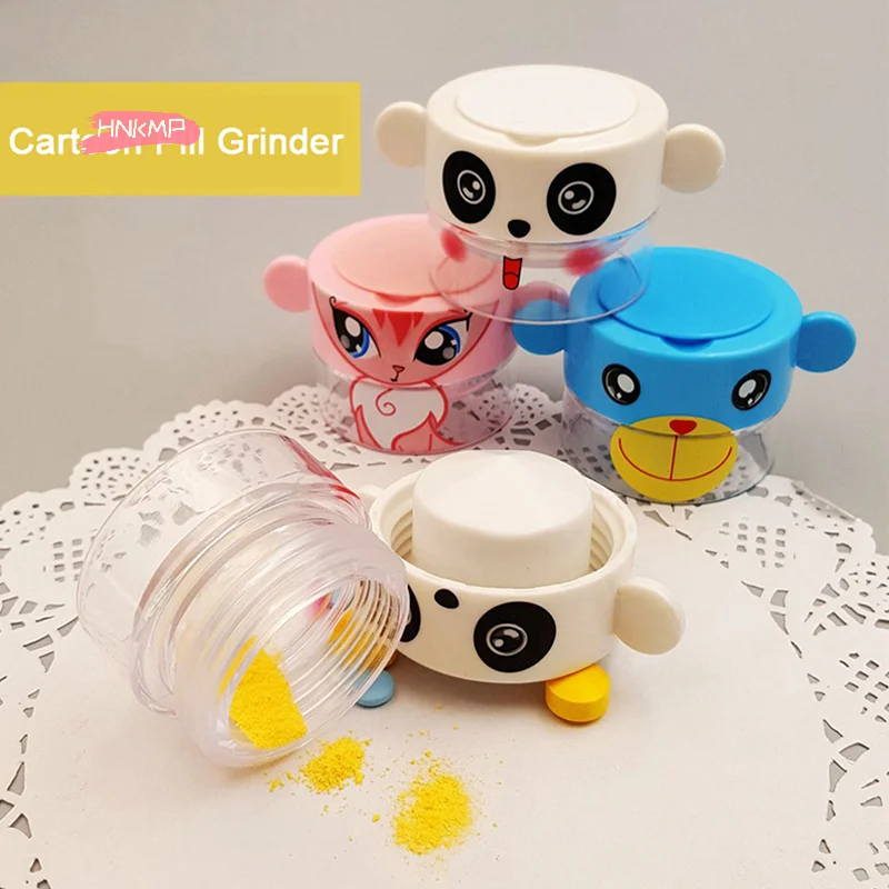 Triturador de Pastillas Multifuncional con Diseño de Dibujos Animados, Pulverizador de Tabletas, Cortador de Medicamentos, Dispensador Portátil de Medicamentos, Contenedor de Almacenamiento de Pastillas
