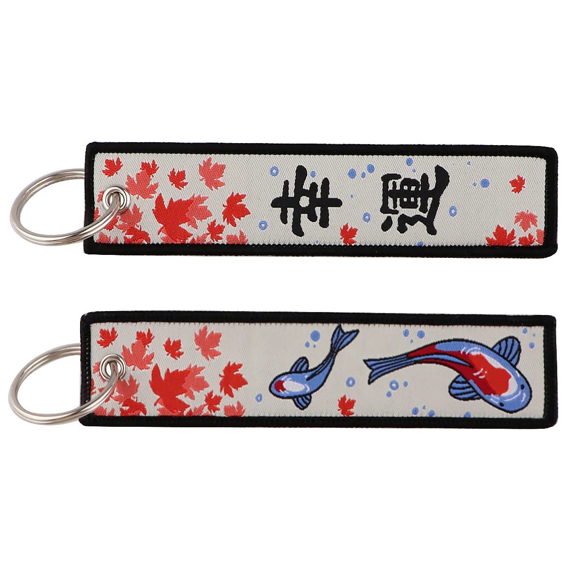 Good Luck Koi Japanese Key Fobs Embroidery Key Tag Motorcycles Car Keychain For Friend Fashion Key Ring Accessories Gift