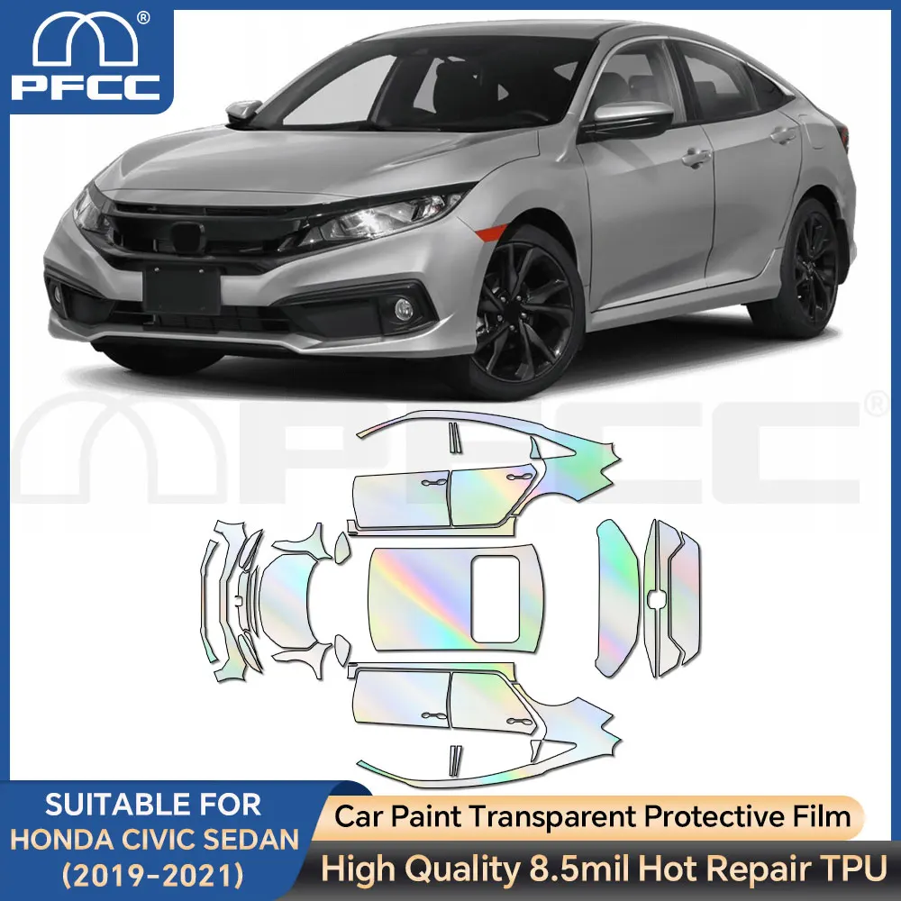 

PFCC для Honda Civic Cic Sedan EX LX Touring Sport 2019-2021, защитная пленка для автомобильной краски, 8,5 мил, предварительно вырезанный PPF, комплект прозрачного бюстгальтера из ТПУ