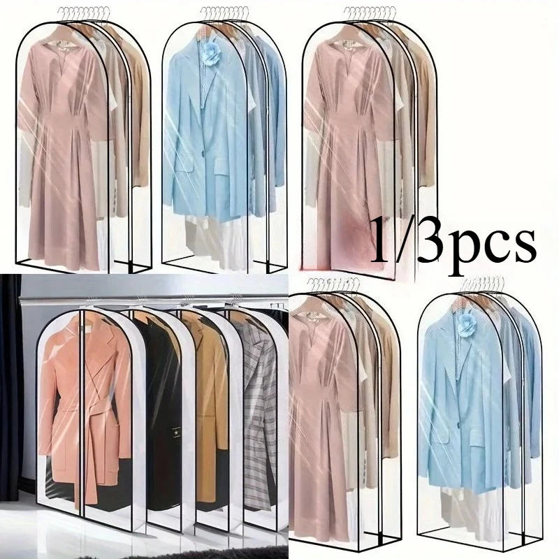 1/3pcs Garment Bags – Full-Length Zipper, Dustproof Hanging Storage for Suits, Dresses, Coats – Home Wardrobe Organizers