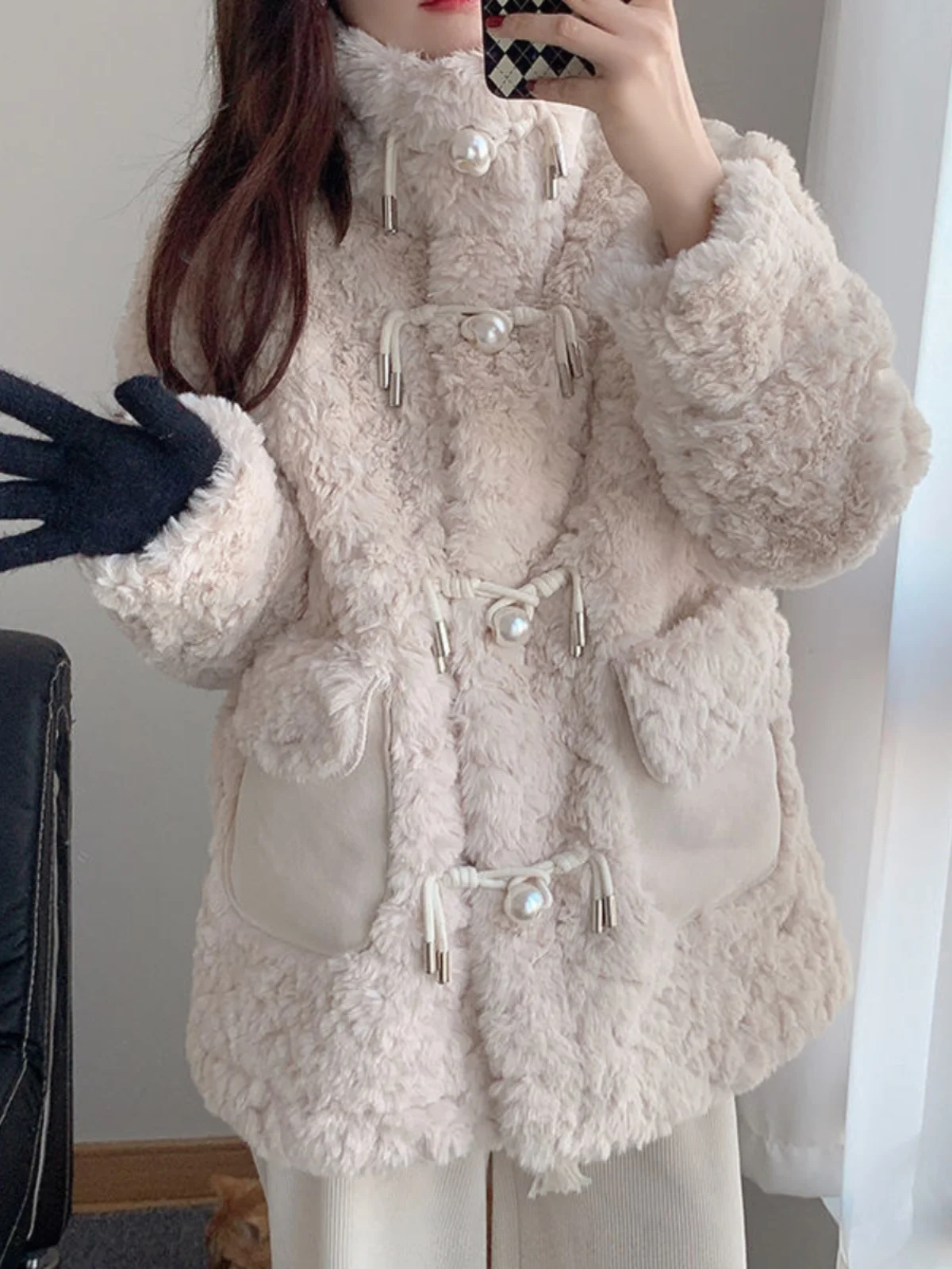 

Lamb Fur Plu Thiened Cotton Women's Winter Coat 2025 New Korean Sle Fake Fur Medium Length Thiened Coat