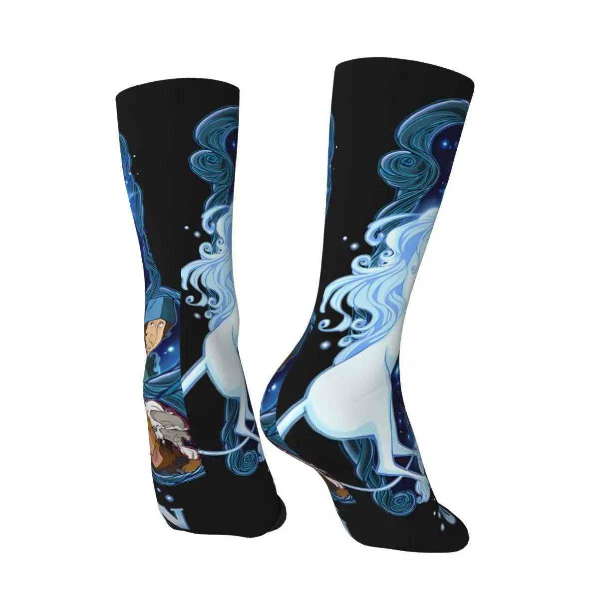 Hip Hop Vintage Anime Crazy Men's compression Socks Unisex The Last Unicorn Cartoon Harajuku Seamless Printed Funny Novelty