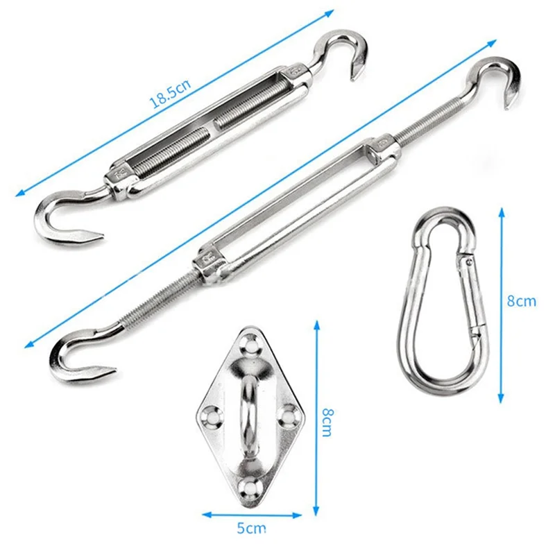 -ABJZ Kit de fixation de voile d'ombrage pour ensemble de boucles de porte en acier à trois coins