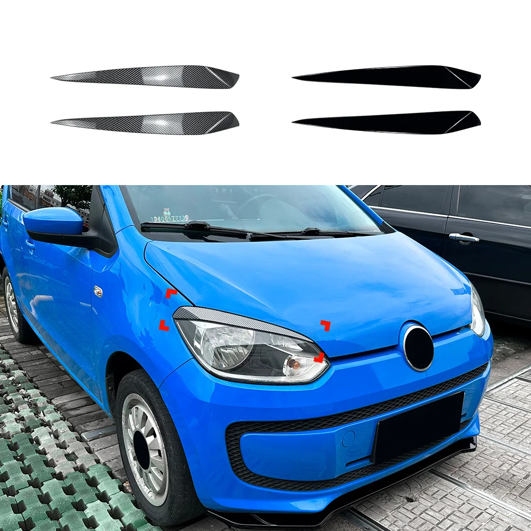 Für Volkswagen UP 2011-2015 Scheinwerfer-Augenbrauen-Außenaufkleber aus ABS-Kunststoff in Hochglanz-Schwarz