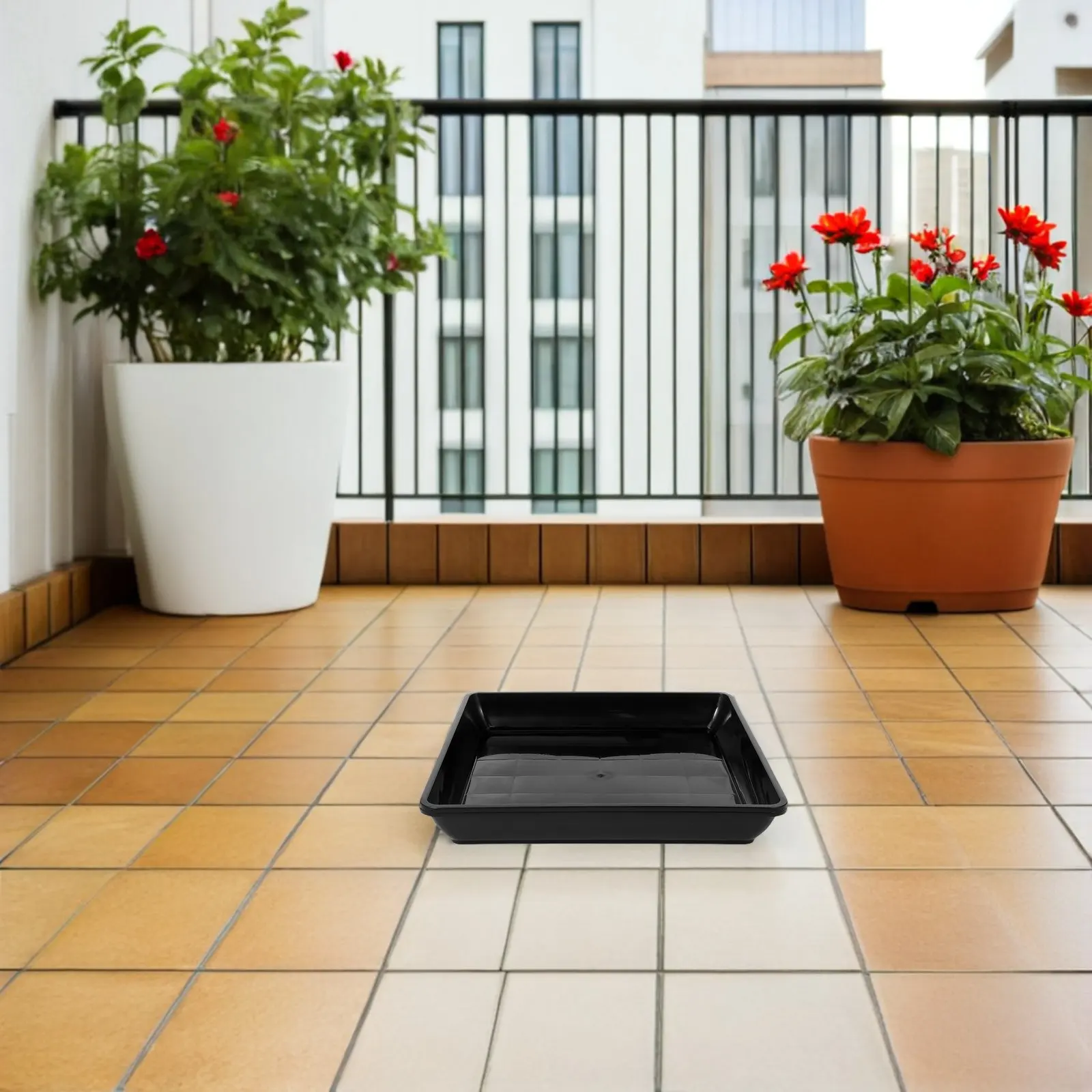 4Pcs Thickened Square Plant Tray Flower Pot Base Saucer with Water Collection Function for Indoor Outdoor Balcony Windowsill
