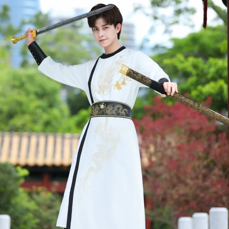 Warrior Hanfu For Men Chinese Traditional Ethnicstyle Phoenix Embroidery Japanese Samurai Party Cosplay Swordsman Costume